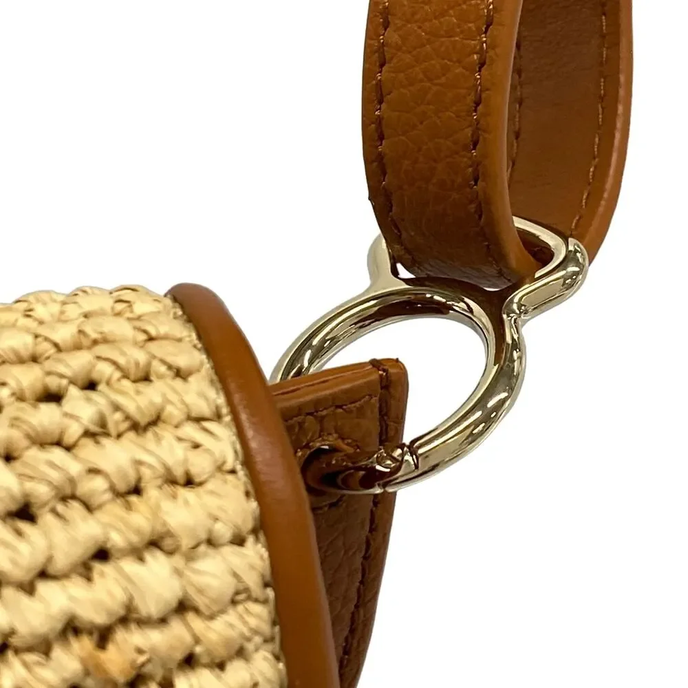 Christian Louboutin buy my side Shoulder Bag 1245248 Beige Brown Raffia Leather